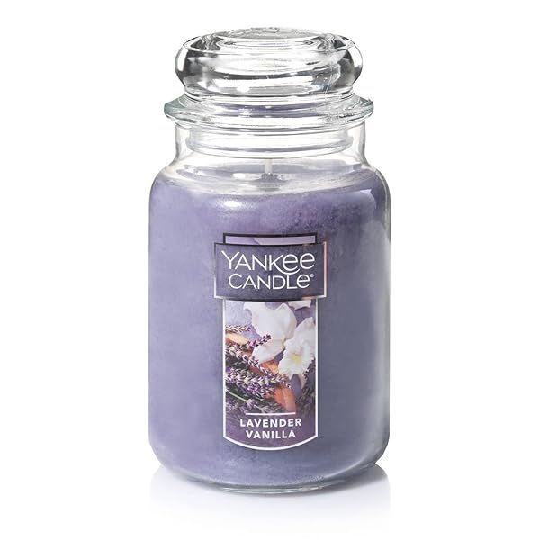 Yankee Candle Lavender Vanilla 22oz Jar - Long-Lasting Scented Candle for Relaxation & Gifting