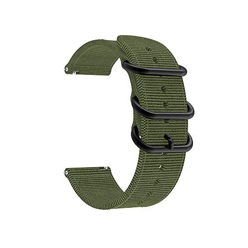 Yeejok 22mm Olive Green Nylon Watch Bands for Fossil Gen 6/5E, Gen 5 LTE, & Gen 4 Explorist - Quick Release Strap