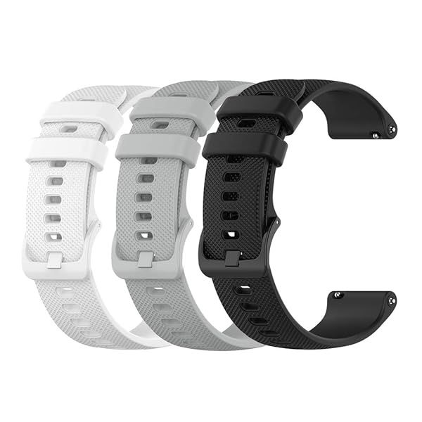 Yeejok 22mm Silicone Bands for Fossil Men's Gen 6 5E 44mm Gen 5 LTE Carlyle Garrett Women's Julianna Smart Watch Replacement Strap Black White Gray