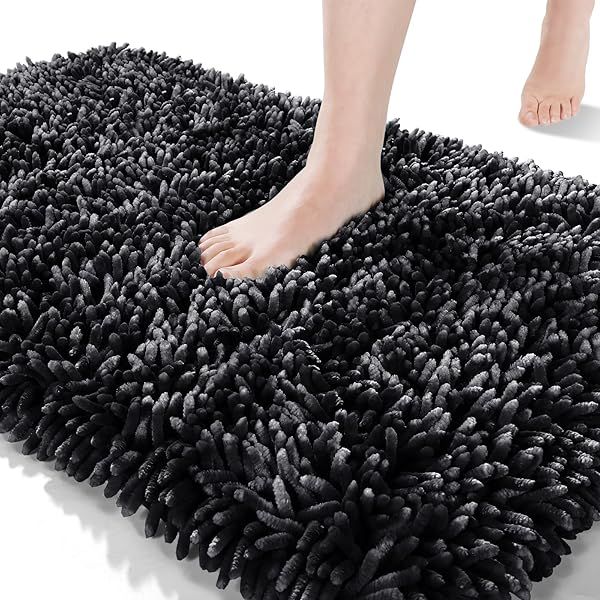 Yimobra 31.5x19.8 Bath Rug Mat: Soft, Absorbent, Non-Slip Chenille for Quick-Dry Bathroom Decor