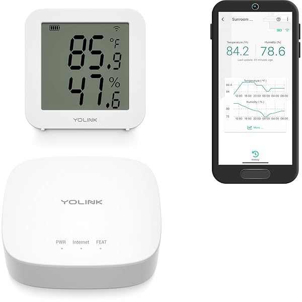 YoLink X3 version Temperature and Humidity Sensor, Supports App Real-Time Data Refresh, Alexa, IFTTT, Home Assistant Integration - YoLink Hub Included