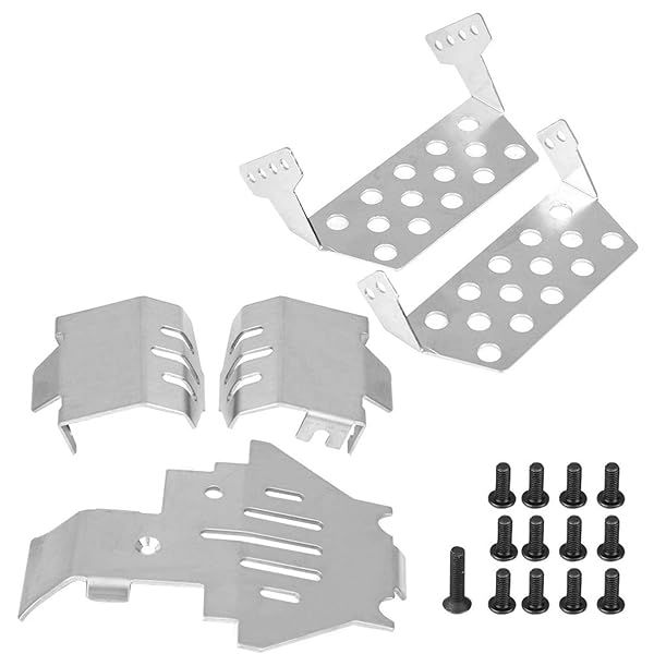 Yosoo Health Gear Stainless Steel RC Chassis Armors Set for 82056-4 RC Car Skid Plate Protector