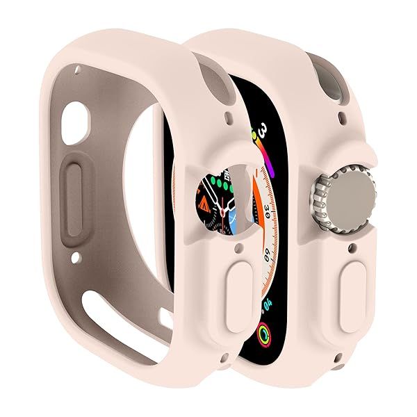 Yrzper Shockproof Case for Apple Watch Ultra 49mm - TPU Silicone Bumper, Scratch-Resistant, Pink