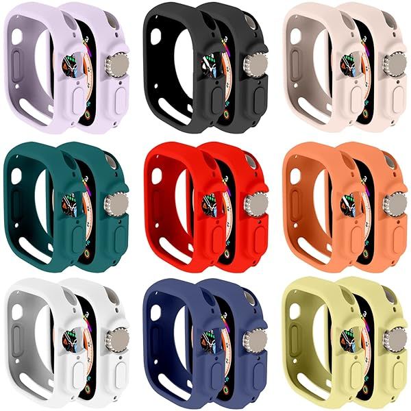 Compatible for Apple Watch Ultra 3 2 1 49mm Case All-Round Shockproof TPU Silicone Protective Cover Bumper Shock-Absorbing Scratch-Resistant Case for