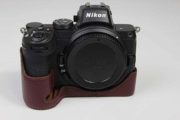Handmade Leather Camera Case for Nikon Z5 Z6 Z7 - BolinUS Genuine Half Cover with Hand Strap (Coffee)
