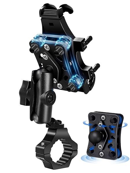 ZIDIYORUO Anti-Vibration Phone Holder for UTV SXS Off-Road Riding, One Hand Operation Aluminum Heavy Duty Cell Phone Mount, Easy Install iPhones or