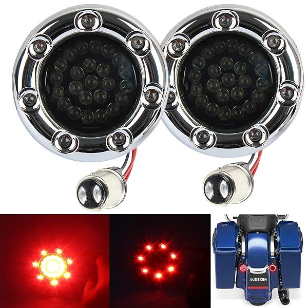 ZYTC 2 Inch LED Turn Signals Brake Running Light Bullet Style Rear Red 1157 LED Kit for Harley Silver Case