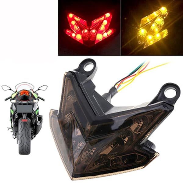 ZYTC Motorcycle LED Tail Light Integrated Running Brake Stop Light Smoked Lens Turn Signals Lamp Black with License Plate Bracket for Har-ley Hon-da