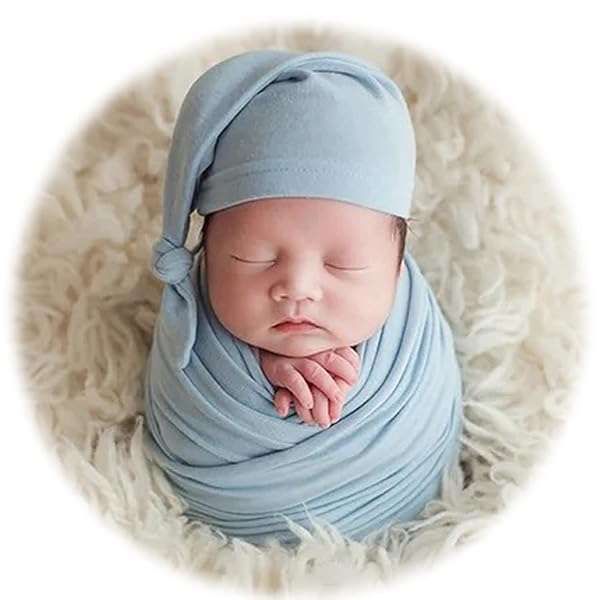 Zeroest Newborn Photography Wraps & Hats: Adorable Baby Photo Outfits & Props for Boys & Girls (Blue)