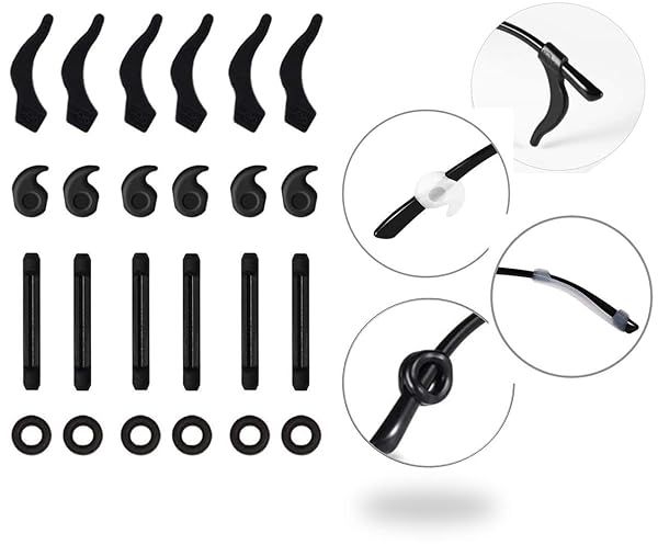 Zotech 12 Pairs Premium Silicone Eyeglasses Retainers Anti-Slip Comfort Ear Grip Hooks for Spectacle Sunglasses Reading Glasses Black