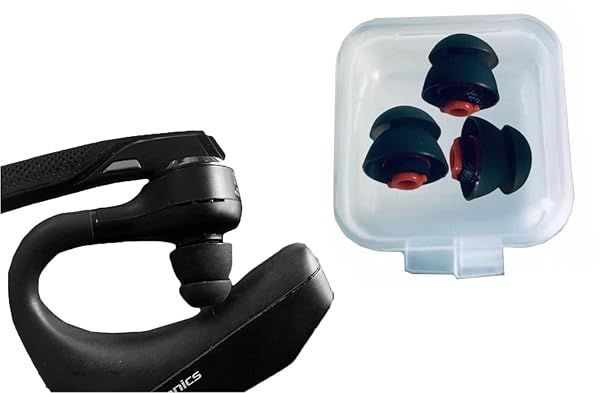 Zotech 3 Pcs Double Flange Eartips Ear Buds Replacement Double Flange Ear Tips for Plantronics Voyager 5200 and Voyager Legend Headset (Black, Medium)