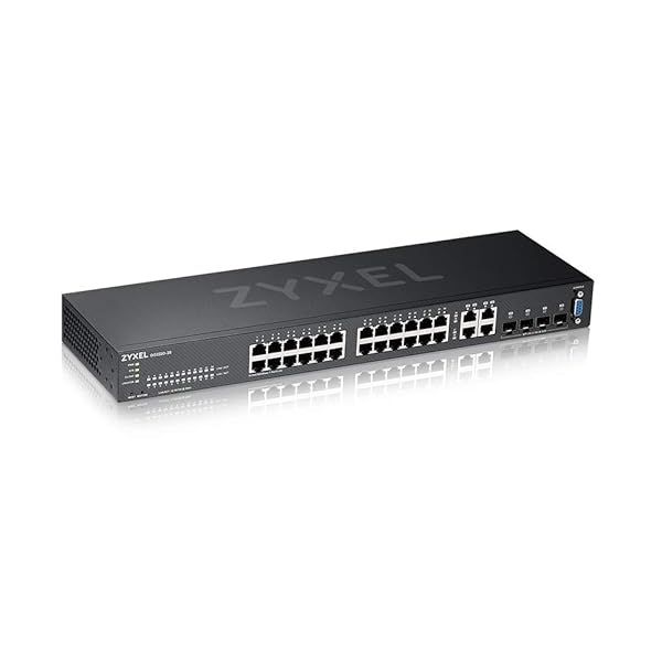 Zyxel 24 Port Gigabit Switch Layer 2 Managed Fanless Design with 4 Gigabit Combo Ports and Hybrid Cloud Mode GS2220 28