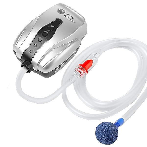 AquaMiracle Aquarium Air Pump Kit Quiet Bubbler for 1-20 Gallon Fish Tanks All-in-One Aerator Solution
