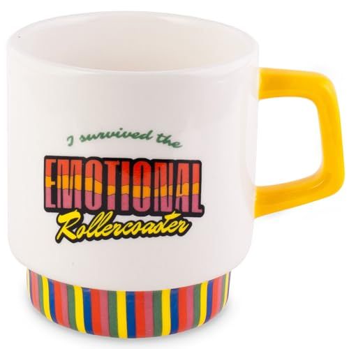 ban.do Ceramic Mug Stackable 12 Ounce Coffee Cup Dishwasher and Microwave Safe Emotional Rollercoaster Design