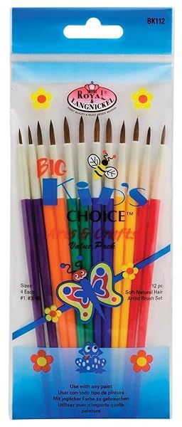 Big Kids Choice Arts and Crafts Brush Set 12 Pack for Creative Fun and Learning