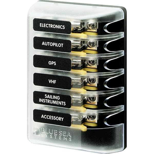 Blue Sea Systems 5018 ST Glass 6 Circuit Fuse Block with Cover for Reliable Marine Electrical Protection