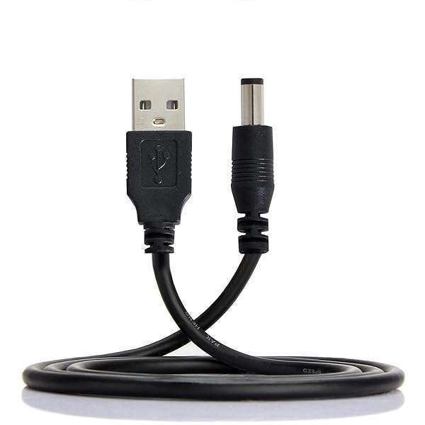 Buy Cablecc USB 2.0 Male A to 5.5x2.5mm DC Power Plug Cable - 80cm for Fast Charging