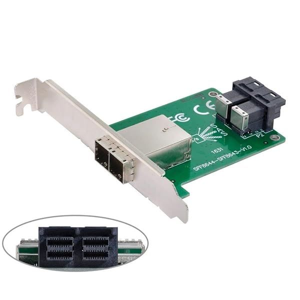 Chenyang Mini SAS 2 SFF-8644 to 2 SFF-8643 Adapter - High-Performance Data Server Converter with Bracket