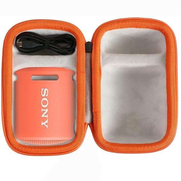 co2CREA Hard Case for Sony SRS-XB100/XB13/XB12 - Compact Black & Coral Pink Zipper for Extra BASS Speakers