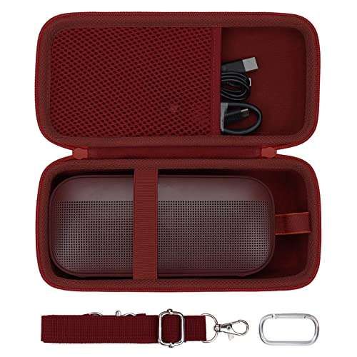co2CREA Hard Travel Case for Bose SoundLink Flex - Durable Carmine Red Speaker Protection
