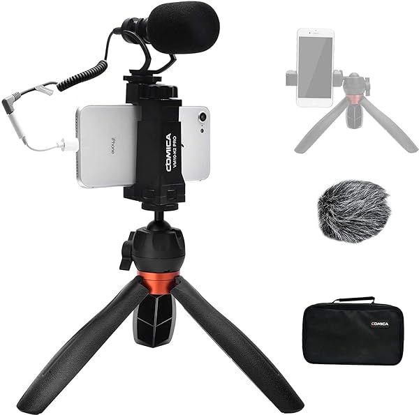 Comica CVM-VM10-K2 PRO Smartphone Microphone & Mini Tripod Vlogging Kit for YouTube & Facebook Live