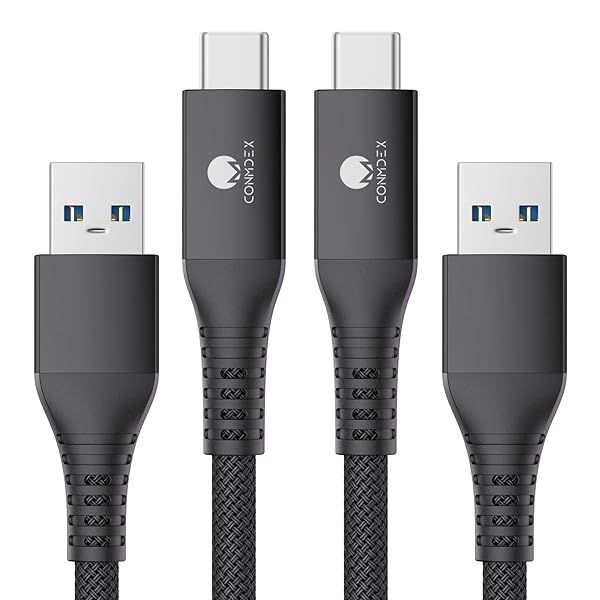 CONMDEX USB C Cable 10Gbps 6ft 2-Pack USB 3.1 Gen 2 Fast Charging Data Transfer Cord for iPhone 16 Plus Samsung Galaxy S23 Black