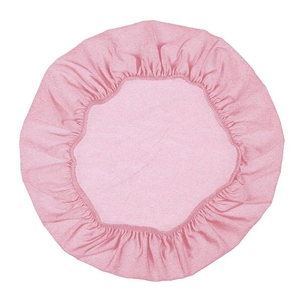 Stylish Cyclamen9 Round Bar Stool Cover - Elastic Non-Slip Protector for 45-50cm Chairs (Pink)