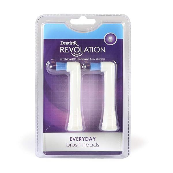 DentistRx Revolution Everyday Brush Head Refill 2 Pack for Superior Oral Care