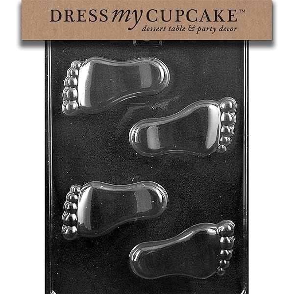 Dress My Cupcake Baby Feet Chocolate Mold for Baby Shower with Melting and Molding Instructions from National Cake Supply