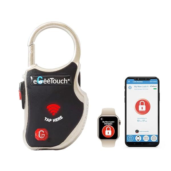eGeeTouch Smart Travel Padlock with NFC and Bluetooth Dual Access Technologies for Secure Travel Black