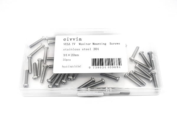 eivvia 50Pcs VESA TV Monitor Mounting Screws M4 x 20mm - Durable, Easy Install for Secure Mounting
