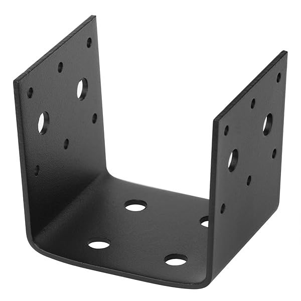eoere 4 PCS Black Half Post Base, Fit 4 x 4 Post Anchor Connector, Deck Framing Joist Hanger Brackets Support, Inner Size 3-1 2", 11 Gauge(1 8" )