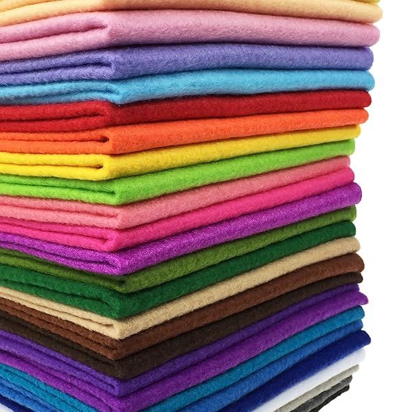 Flic-Flac 28pcs Soft Felt Fabric Sheets 12x8 inches - Assorted Colors for DIY Craft & Sewing Projects