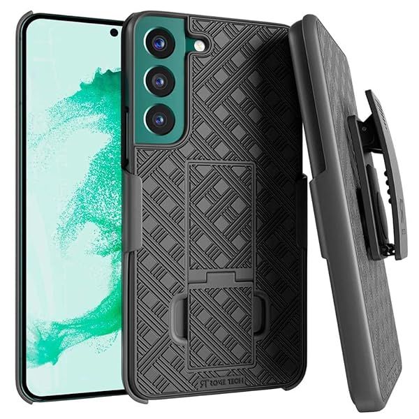 Samsung Galaxy S22 Plus Case with Belt Clip Holster and Kickstand Black Cover