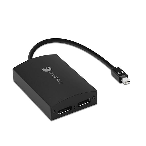 gofanco Prophecy 1x2 Mini DisplayPort to Dual DisplayPort Adapter - 4K @30Hz MST Hub for Windows PCs