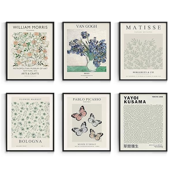 Habseligkeit Matisse Flower Market Posters Set of 6 Vintage Prints for Aesthetic Room Decor Unframed 8x10in Wall Art
