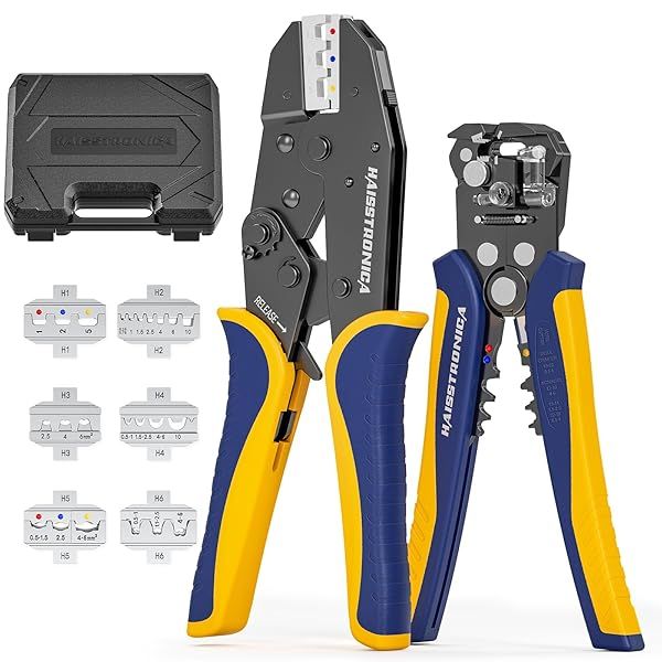 Haisstronica 6 in 1 Crimping Tool Kit and Wire Stripper with Interchangeable Dies for Men Tool Gifts