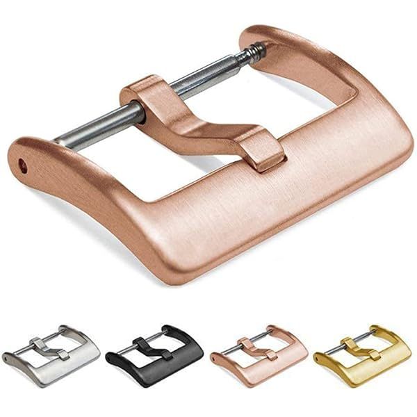 Hemsut H 18mm Rose Gold Watch Band Replacement Buckle Brushed 316L Stainless Steel Durable Stylish Accessory