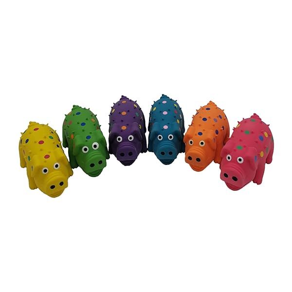 Hoiasem 6 Pack Mini Latex Dog Squeaky Toys Polka Dot Piglet Ideal for Small Dogs
