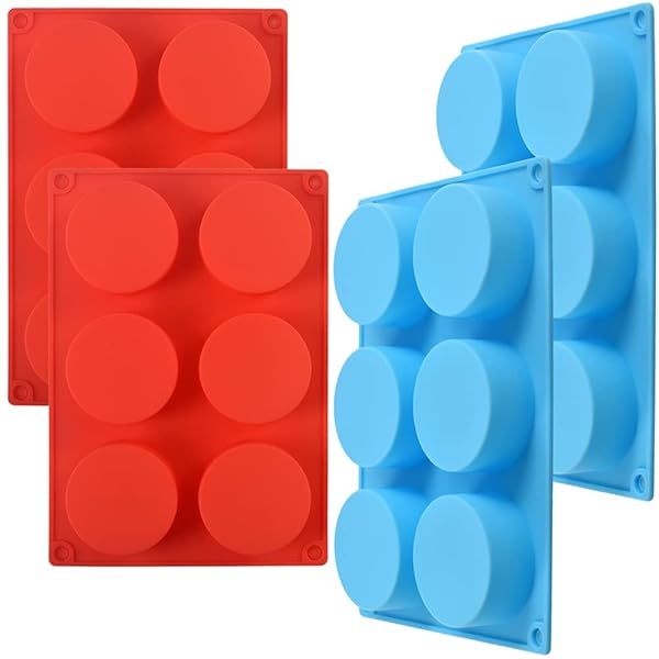 homEdge Silicone Cylinder Candy Mold for Muffins Cookies Cupcakes Pudding Brownies in Blue and Red