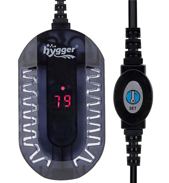 Hygger Mini Glass Aquarium Heater 50W Adjustable Temperature LED Display for 1-6 Gallon Fish Tank with Protective Guard
