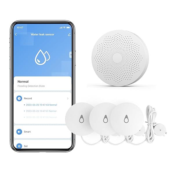 iAlarm Water Leak Detector Kit 3-Pack Smart Water Sensor Alarm with 330ft Range for Kitchen Basement Bathroom White