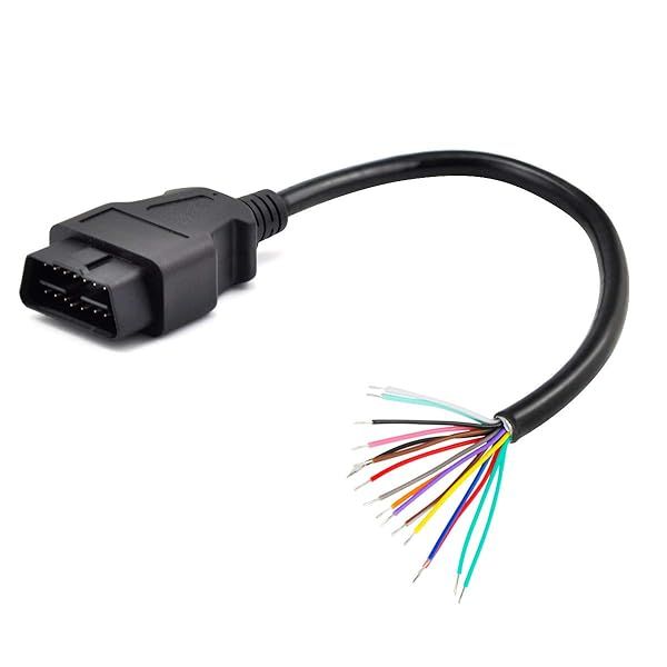 iKKEGOL OBDII J1962 Male Connector Open Plug Wire Diagnostic Extension Cable 30cm USB Adapter for DIY Mobley