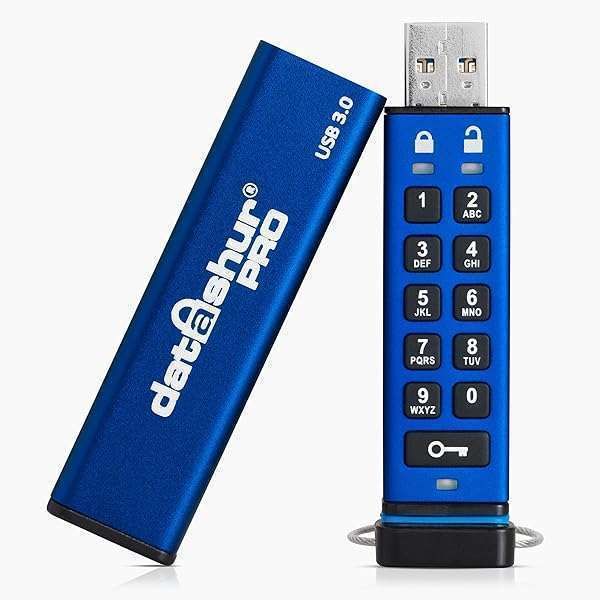 iStorage datAshur PRO 8GB Encrypted USB Stick | FIPS 140-2 Certified | Password Protected & Water/Dust Resistant