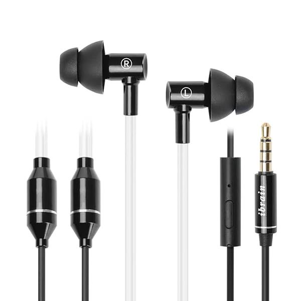 ibrain Air Tube Headphones EMF Free Airtube Earbuds Wired Air Tube Headset with Microphone in Ear Airtube Earphones Noise Cancelling for Safe