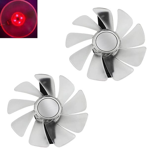 inRobert CF1015H12D GPU Fan Replacement for Sapphire Radeon Nitro RX 590 Graphics Card 2pcs White Fan with Red Light