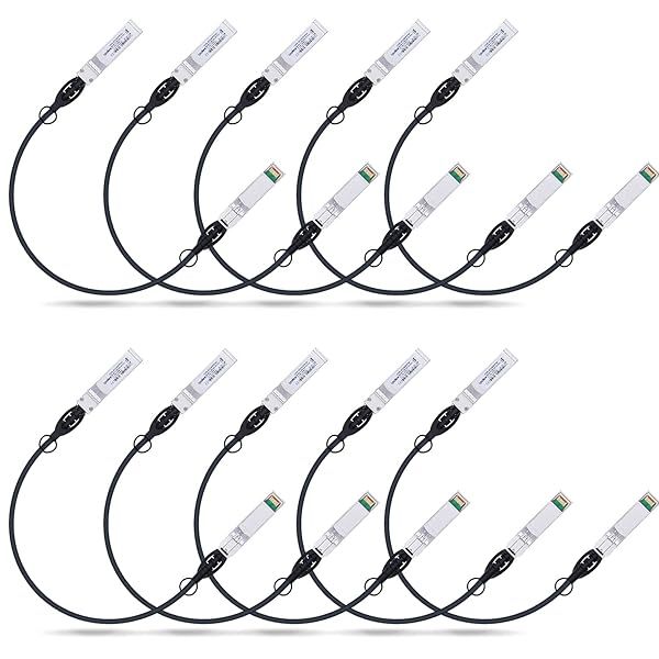 iPolex 10G SFP+ Twinax Cable 0.5m Direct Attach Copper DAC Passive Cable 10 Pack for Cisco Meraki Ubiquiti Mikrotik Intel Fortinet Netgear D-Link TP-Link