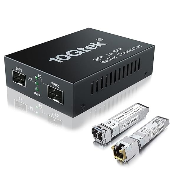 ipolex 10G SFP+ to SFP+ Fiber Media Converter Pack of 2 with LR Module and 10GBase-T Copper Module for 10km Transmission