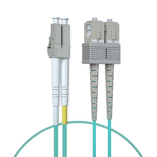 ipolex OM3 LC to SC Fiber Patch Cable -1m (3ft)- LSZH 50 125?m- 10Gb Gigabit Fiber Optic Cable Cord Multimode Duplex Jumper, Aqua