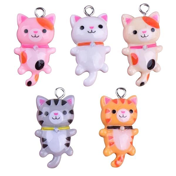 Jakonay 30Pcs Cat Charms Pendant Set for DIY Jewelry Making Cute Naughty Kitty and Deer Charms